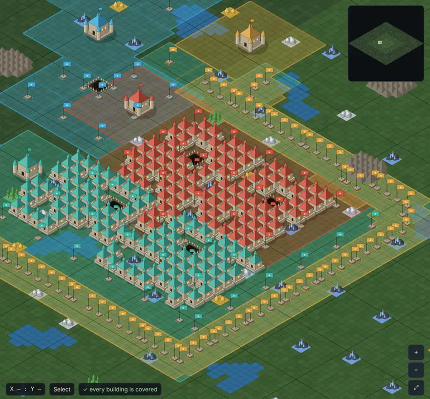 Hive Planner Pro: alliance hive laid out on an isometric map